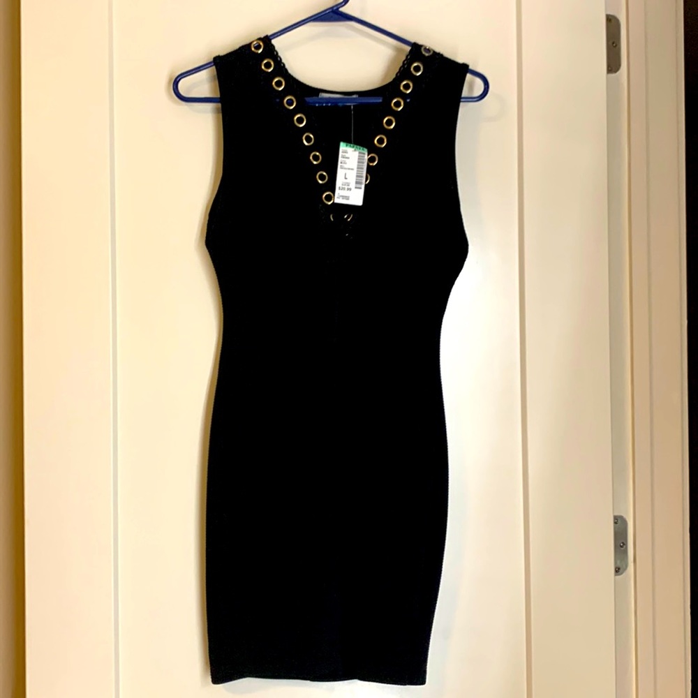 Papaya little black mini dress low cut NWT